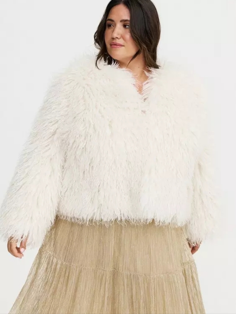 TORRID 2X Shaggy Faux Fur Jacket Cropped Coat Elegant Party Bridal - Picture 2 of 9